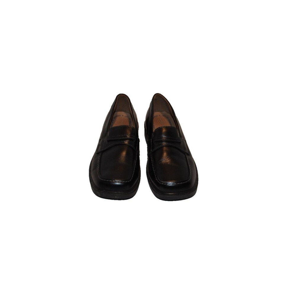 Penny Loafers Kids Youth Black Leather Classic Dress Shoes , Size 2.5Y